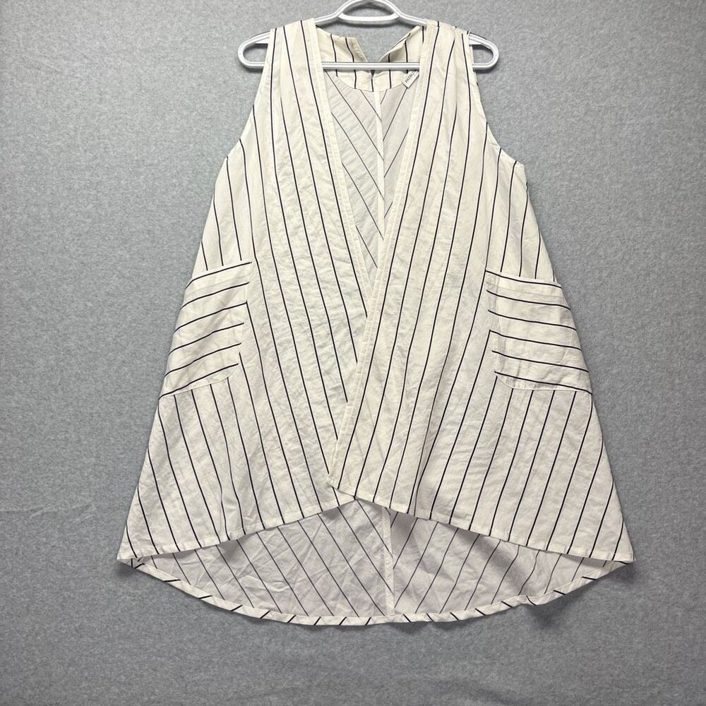 Patrizia Luca Milano Women’s Longline‎ Vest Pinstripe White Black size S/M